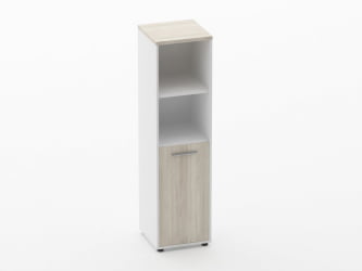 Шкаф 3 узкий 2 полки открытые, 2 полки закрытые Дека 10.16.11Л Дуб Сантана светлый/Белый / Deka