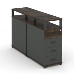 Тумба двухсторонняя опорная приставная с 4-мя ящиками и надставкой CОНCЕПТ CН.ДТГО-003 Б/В Дуб Мали Антрацит / CONCEPT CN.DTGO-003 B/W