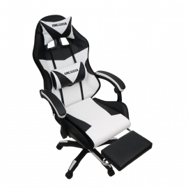 Кресло 908 КИНГКУЕЕН цвет черный/белый с массажем и подсветкой 908-блаcк-вхите-масс / KINGQUEEN 908-black-white-mass