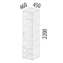 Детский шкаф Эверест 500.22 Дуб Кронберг/Белый шпон