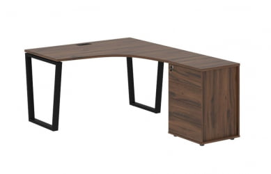 Стол эргономичный с тумбой правый ЕДИС ЕВCЕТ 1318 Р Дуб Денвер темный Черный / EDIS EVCET R