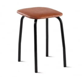 Табурет кухонный 320х320 мм Темно-коричневый/Металл Черная шагрень