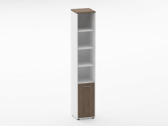 Шкаф 5 узкий верх открытый, низ глухая дверь Дека 10.23.11Л Дуб Верцаска/Белый / Deka