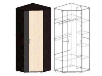 Угловой гардеробный шкаф Юнона-2 ШУ-02 Венге - Дуб молочный