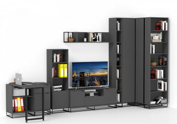 Полка в гостиную Ситй большая графит / City