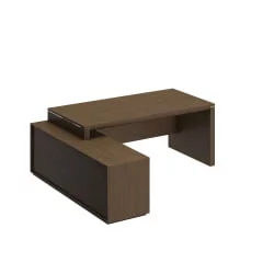 Стол руководителя левый на опорной тумбе ВЕЛАР ВЛ 136 ДТ Дуб табачный / VELAR