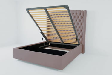 Мягкая интерьерная кровать &куот;Берлин Люкс&куот; с подъемным механизмом Материал фасада: Велюр; Спальное место: 2000х2000 мм; Цвет фасада: Темно серый; Цвет корпуса: Темно серый / "Берлин Люкс"