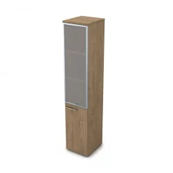 Пенал высокий со стеклом правый ГЛОСС ЛИНЕ 9НП.005.19П Теаквоод / GLOSS LINE Teakwood