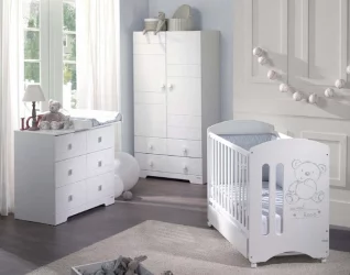 Кровать Микуна Свеет Беар 120кс60 Вхите с матрацем CХ-620 / Micuna Sweet Bear 120x60 White CH-620