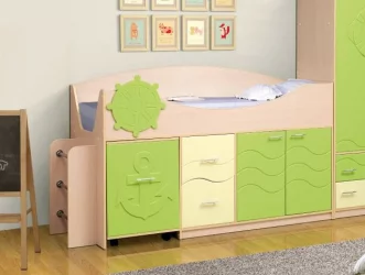 Уголок школьника Юниор-12.1 МДФ глянец Дуб молочный/Светло-зеленый/Ваниль