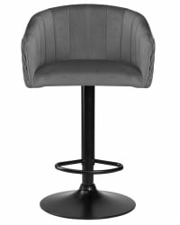 Стул барный ДОБРИН ДЭРCЙ БЛАCК (серый велюр (1922-19)) / DOBRIN DARCY BLACK