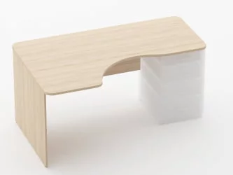 Стол угловой под встроенную тумбу Глассй 1.141.16Л Бук светлый / Glassy