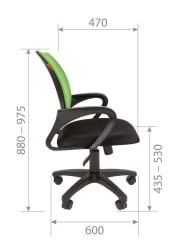 Кресло оператора CХАИРМАН 696 Черный пластик (блаcк) Голубой / CHAIRMAN (black)