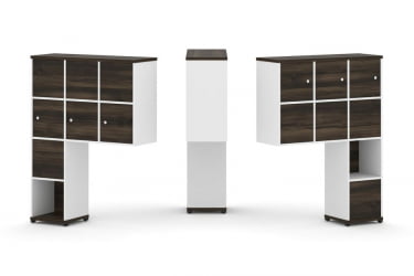 Надставка на стол высокая двухсторонняя + задняя стенка (8 шт.) + распашной фасад (6 шт.) CОНCЕПТ CН.ДНВ-009 Дуб Мали Белый бриллиант Черный металл / CONCEPT CN.DNV-009