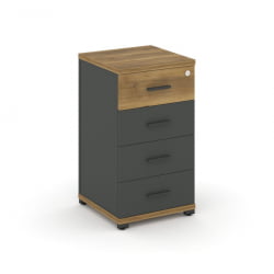 Тумба опорная/приставная с 4 ящиками CОНCЕПТ CН.ТУО-002 Б/В Сандал Янтарный Антрацит / CONCEPT CN.TUO-002 B/W