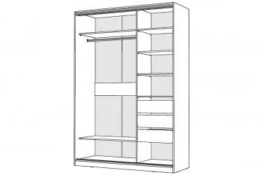 Белый шкаф-купе с зеркалом Виктория 1400х584х2300, Белый 14ДЗЗЗДЗЗЗ-ПЯ-Б 310-194