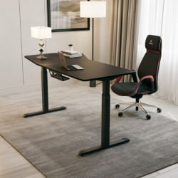 Стол компьютерный с электроприводом Еурека ЕРК-ЕДИ-ХТГ-СВ (Хептагон), копченое дерево / Eureka ERK-EDI-HTG-SW (Heptagon),