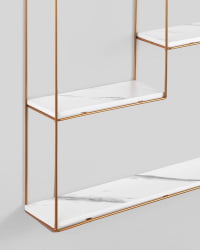Полка Скуаре золотая Белый мрамор / Square