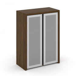 Шкаф средний широкий (2 средних фасада стекло сатин в раме) Корнер CОР.СТ-2.4Р Орех Лоренцо / Corner COR.ST-2.4R