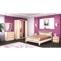 Шкаф четырехдверный Виктория 05 Макиато Дуб молочный с патиной