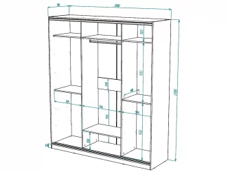 Шкаф-купе 3-х дверный Виктория 2000х584х2300, Ясень шимо светлый 20ДЛЗЛДЗДЛЗЛ-ЯЯПП-Яшс 310-3349