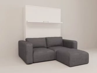 Диван-кровать трансформер Смарт 1 с пуфом К 1600 Белая шагрень