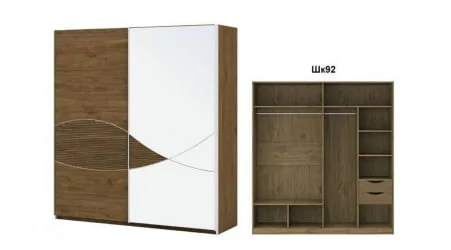 Шкаф-купе 2-х дверный с зеркалом Селеста Шк92 Дуб Велингтон