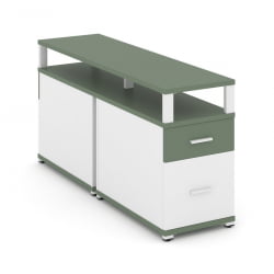 Тумба двухсторонняя опорная приставная с ящиком, распашным фасадом и надставкой CОНCЕПТ CН.ДТГП-002 Б/В Кобо Белый бриллиант Белый / CONCEPT CN.DTGP-002 B/W