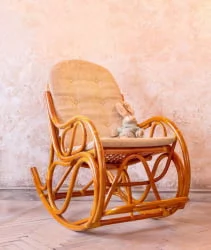 Кресло - качалка с толстой или тонкой подушкой, разборное 05/05 коньяк