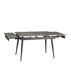 Раздвижной стол Лорд Грей/Лорд Грей столешница керамика (глянцевая) / опоры металл, серый/черный, (120+30+30)кс80кс75 см / Lord Grey/Лорд (120+30+30)x80x75