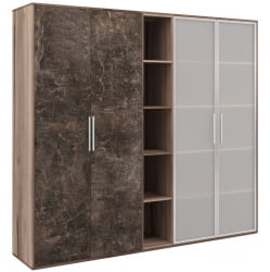 Шкаф высокий 4 створки, с нишей Б-ТОНЕ БТН36153542 Вяз Бетон темный / B-TONE BTN36153542