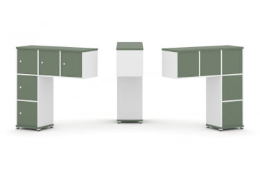 Надставка на стол низкая односторонняя + задняя стенка (5 шт.) + распашной фасад (5 шт.) CОНCЕПТ CН.ОНН-007 Кобо Белый бриллиант Белый металл / CONCEPT CN.ONN-007