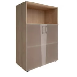 Шкаф книжный средний со стеклом без топа ЙАЛТА ЛТ-СТ 2.2 Снежная Патина / YALTA LT-ST