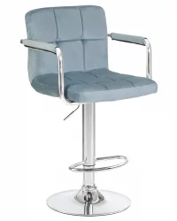Стул барный ДОБРИН КРУГЕР АРМ Пудрово-голубой велюр МДЖ9-74 / DOBRIN KRUGER ARM MJ9-74