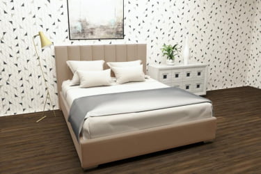 Кровать 90 на 200 Терра с ортопедическим основанием Цвет фасада: Светло коричневый; Материал фасада: Металл/Велюр; Спальное место: 900х2000 мм