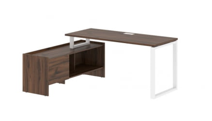 Стол с тумбой ЕДИС ЕКCТ 17614 Дуб Денвер темный Белый / EDIS EQCT