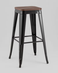 Стул барный ТОЛИКС черный глянцевый + темное дерево КД / TOLIX KD