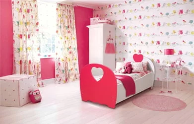 Детская кровать от 3 до 7 лет Сердце 700*1400 Белый/Малина