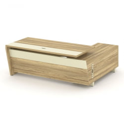 Стол руководителя с опорной тумбой, левый Корнер CОР.СРТ-20(Л) Гикори Песочный Ваниль / Corner COR.SRT-20(L)