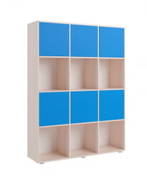 Стеллаж с фасадами ДМ 12 Ясень шимо темный/Голубой