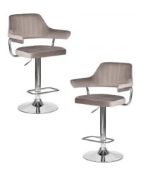 Стул барный ДОБРИН CХАРЛЙ (серый велюр (МДЖ9-75)) 2 шт / DOBRIN CHARLY (MJ9-75))