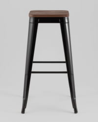 Стул барный ТОЛИКС черный глянцевый + темное дерево КД / TOLIX KD