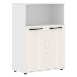 Шкаф с глухими малыми дверьми ЕДИС ЕМCС 85.3 Ясень Траун Черный Белый / EDIS EMCS