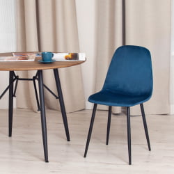 Стул БРЕЕЗЕ (мод. 4724) вельвет/металл, 44 х 53 х 87 см, Блуе (синий) ХЛР63 / черный / BREEZE (mod. Blue HLR63