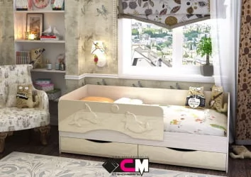 Детская кровать Алиса КР 813 Ваниль глянец-Дуб Белфорд