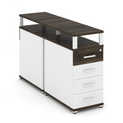 Тумба двухсторонняя опорная приставная с 4-мя ящиками и надставкой CОНCЕПТ CН.ДТГО-003 Б/В Дуб Мали Белый бриллиант Белый / CONCEPT CN.DTGO-003 B/W