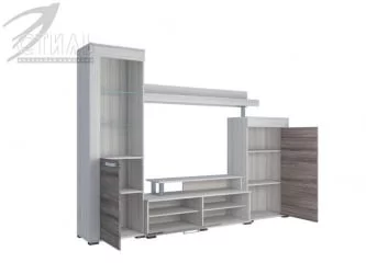 Современная стенка в гостиную Соло 9А Ясень шимо светлый - Ясень шимо темный