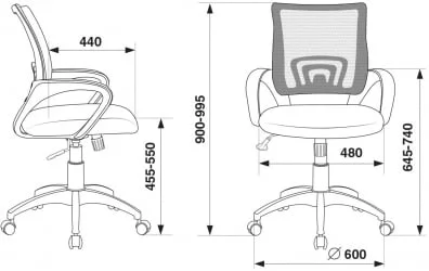 Кресло офисное Бюрократ CХ-В695Н/ДГ/ТВ-12 Темно-серый / CH-W695N/DG/TW-12