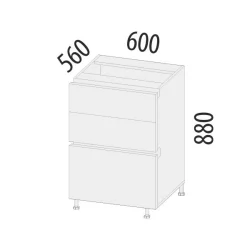 Напольный шкаф (3 ящика с доводчиком Титусофт) Дакота 61 / Titusoft)