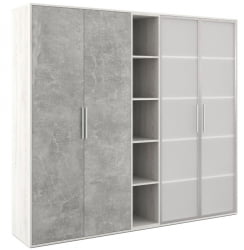 Шкаф высокий 4 створки, с нишей Б-ТОНЕ БТН36153531 Сосна Бетон светлый / B-TONE BTN36153531